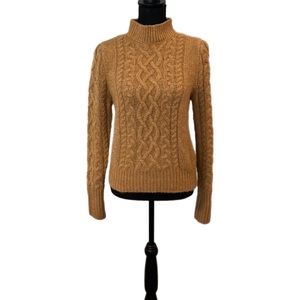 Halogen x Atlantic-Pacific cable knit mock turtleneck sweater